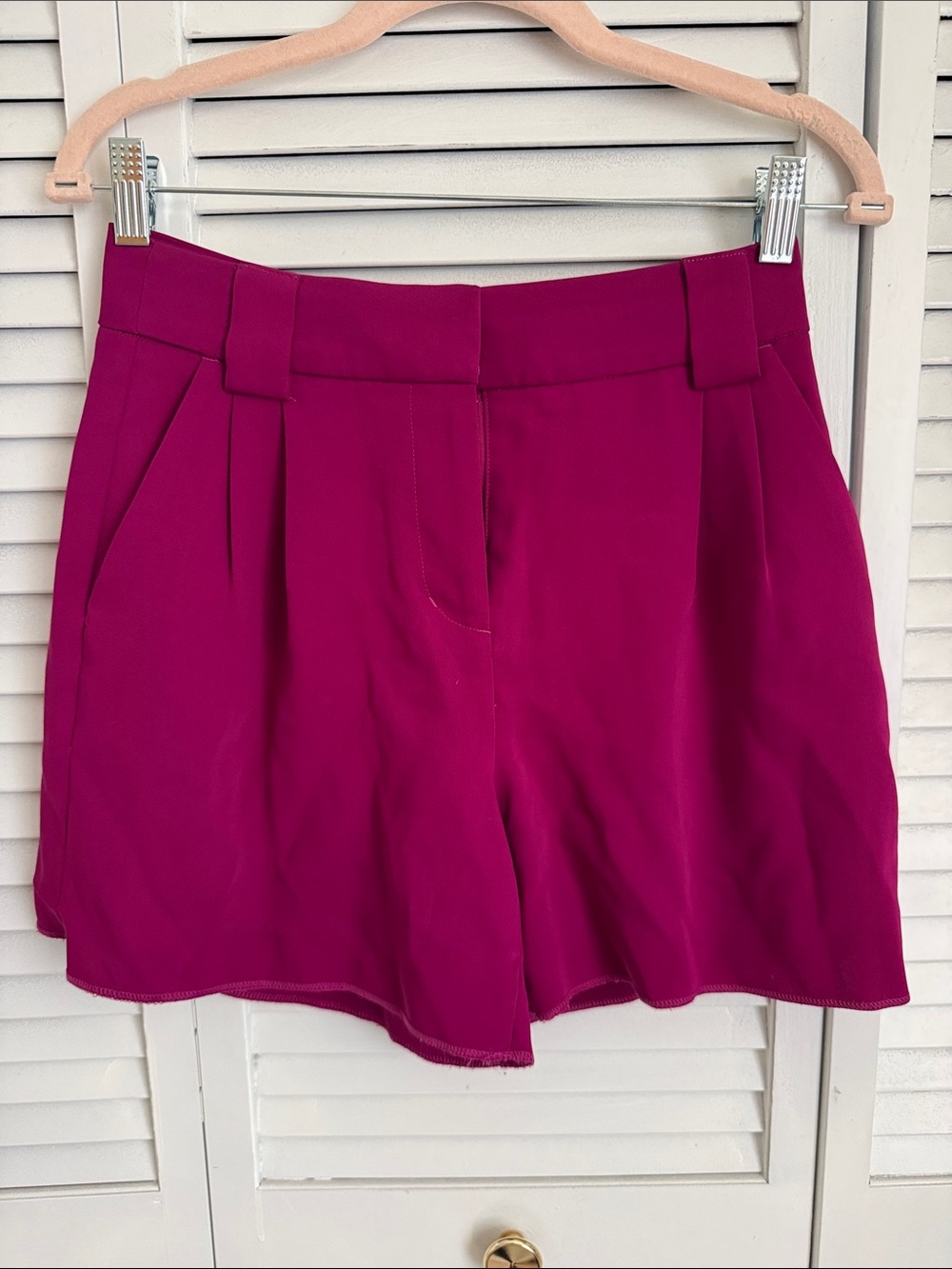 Express High-Waist Tailored Shorts in Magenta